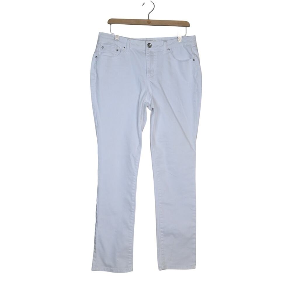 Cato Womens 12 White Straight Leg Rhinestone Embellished Jeans